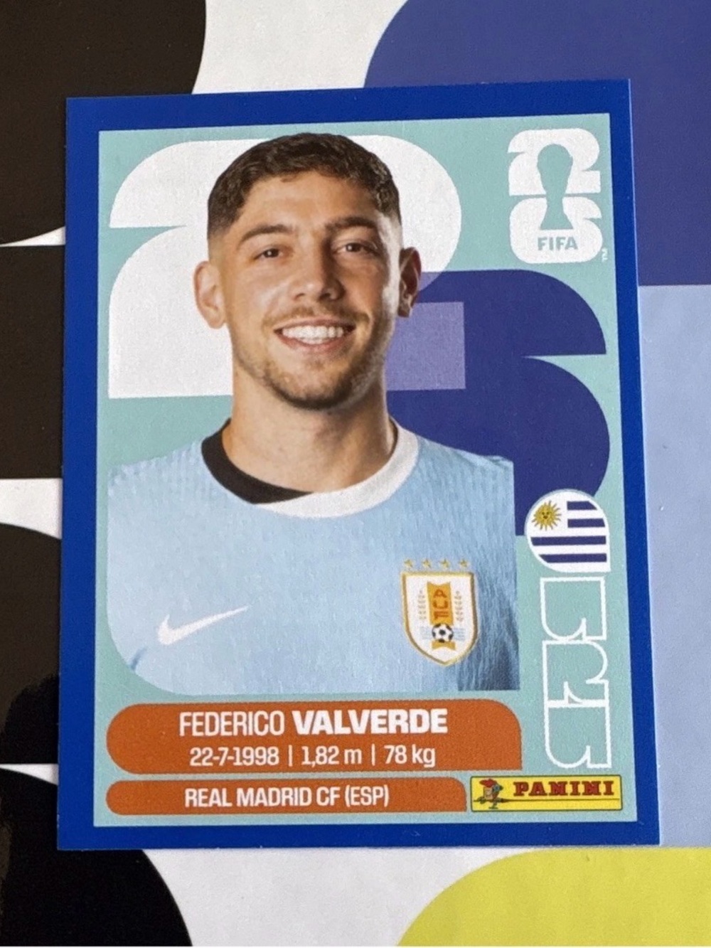 Panini FIFA 2026 Sticker URU 10 Blue Parallel Federico Valverde Uruguay